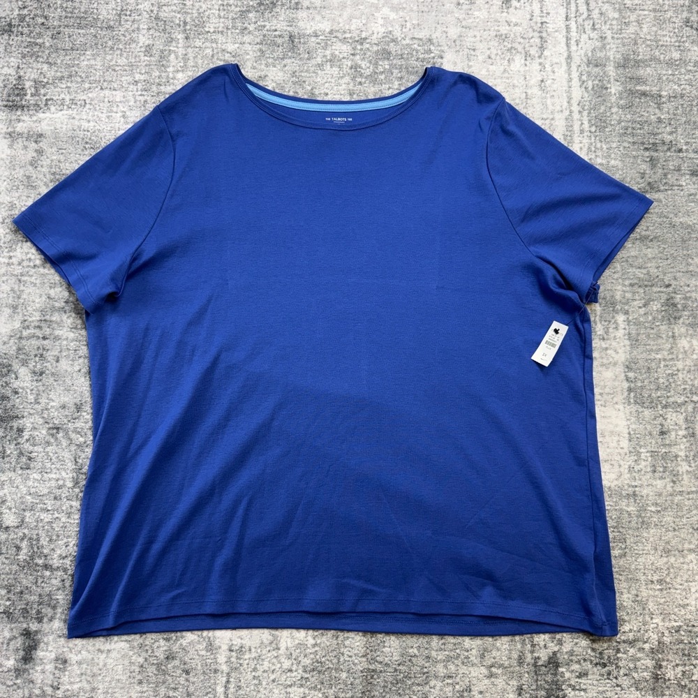 Talbots Tee Shirt Womens 3X Plus Royal Blue Short Sleeve Pima Cotton T-Shirt NEW